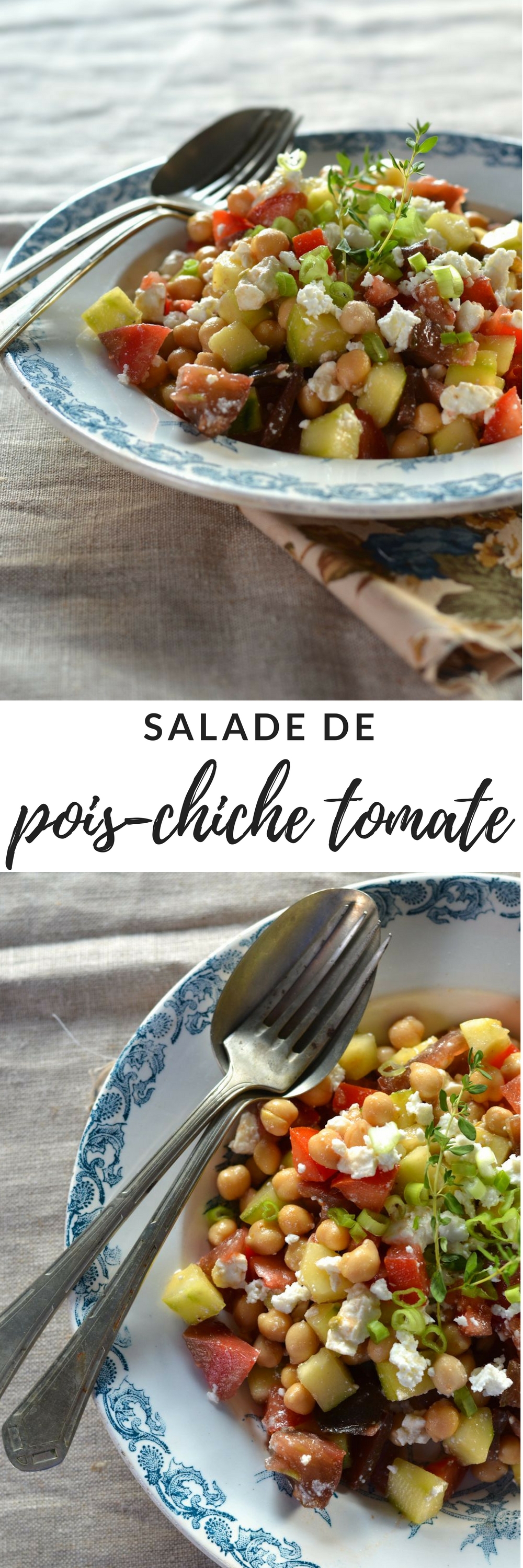 Salade pois chiche à la tomate, concombre et feta - Recette