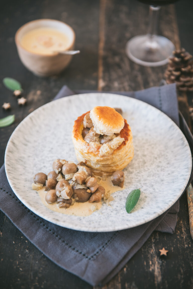 Vol au vent aux champignons sauce foie gras Recette délicieuse