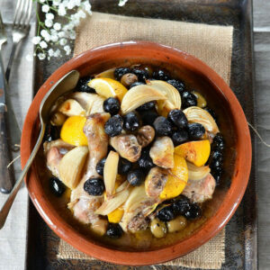 Tajine poulet, citron et olives