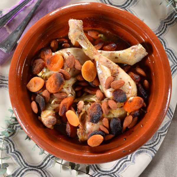 Tajine au four poulet, abricot et amande Recette Tangerine Zest
