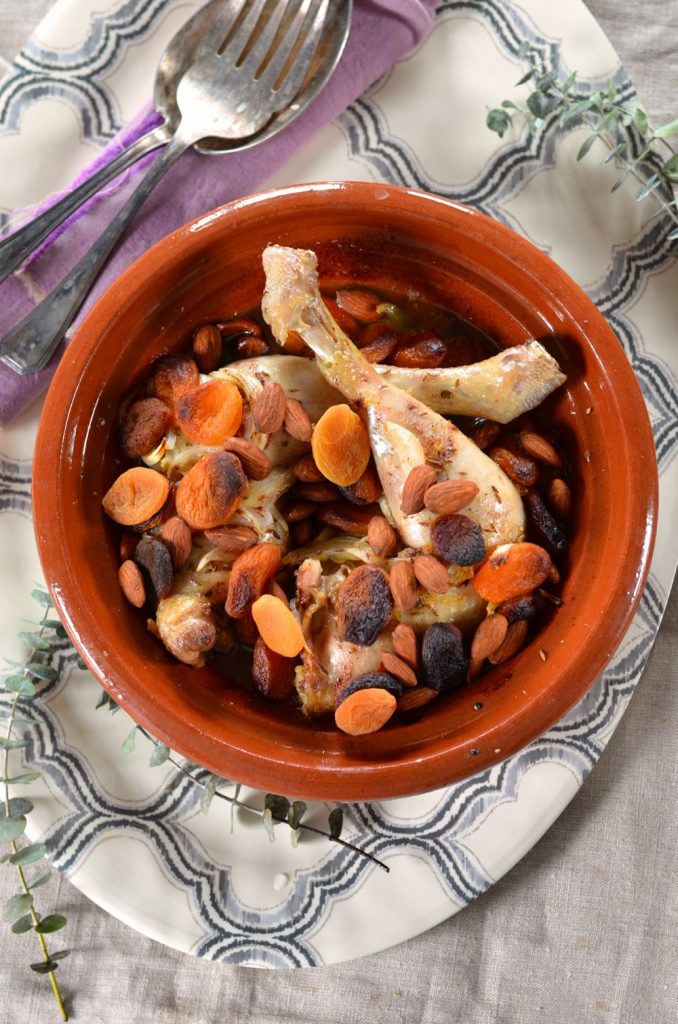 Tajine au four poulet, abricot et amande Recette Tangerine Zest