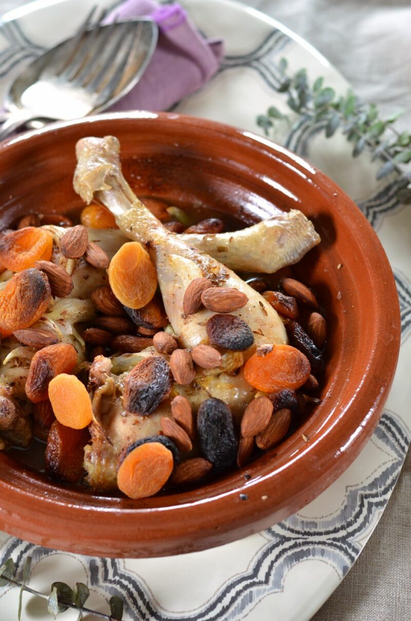 Tajine au four poulet, abricot et amande Recette Tangerine Zest