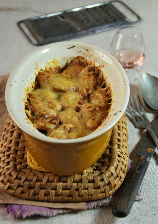 Gratin de ravioles aux courgettes et comté