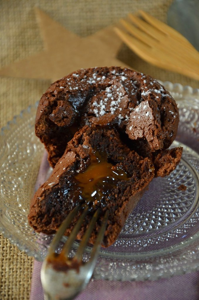 recette de fondant chocolat coeur coulant au caramel beurre salé