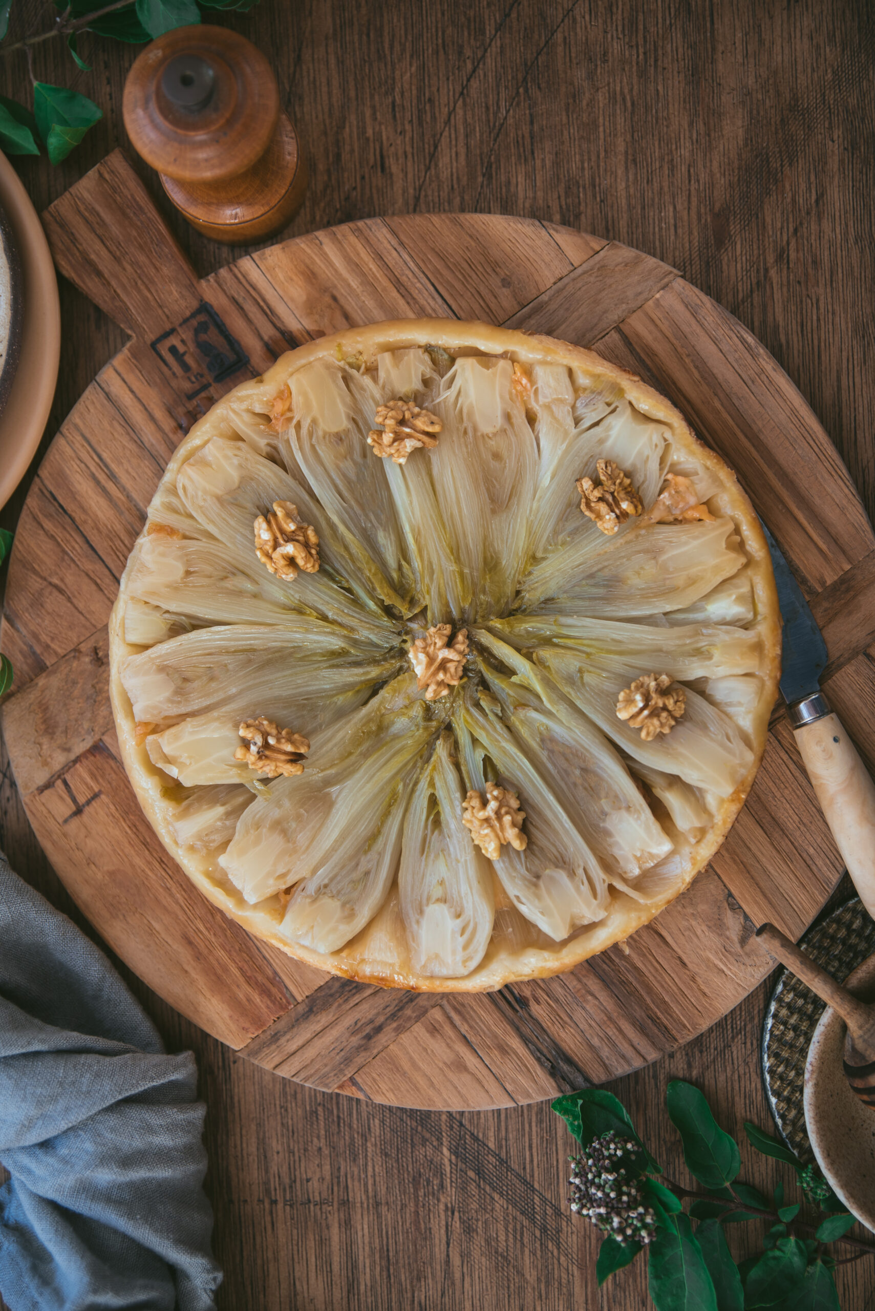 recette Tarte tatin endive fromage chèvre miel