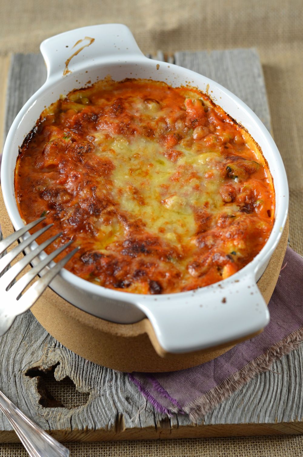 Lasagnes ricotta, courgette et coulis tomate