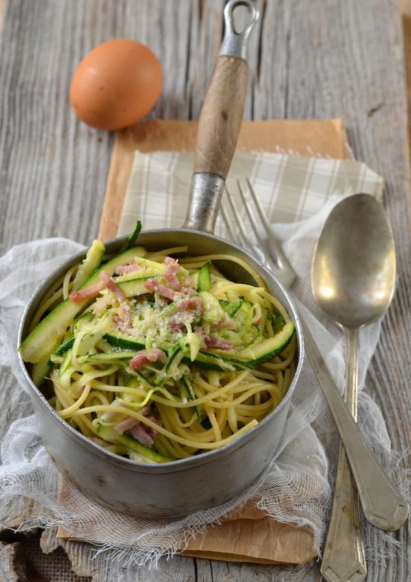 Spaghetti de courgette à la carbonara