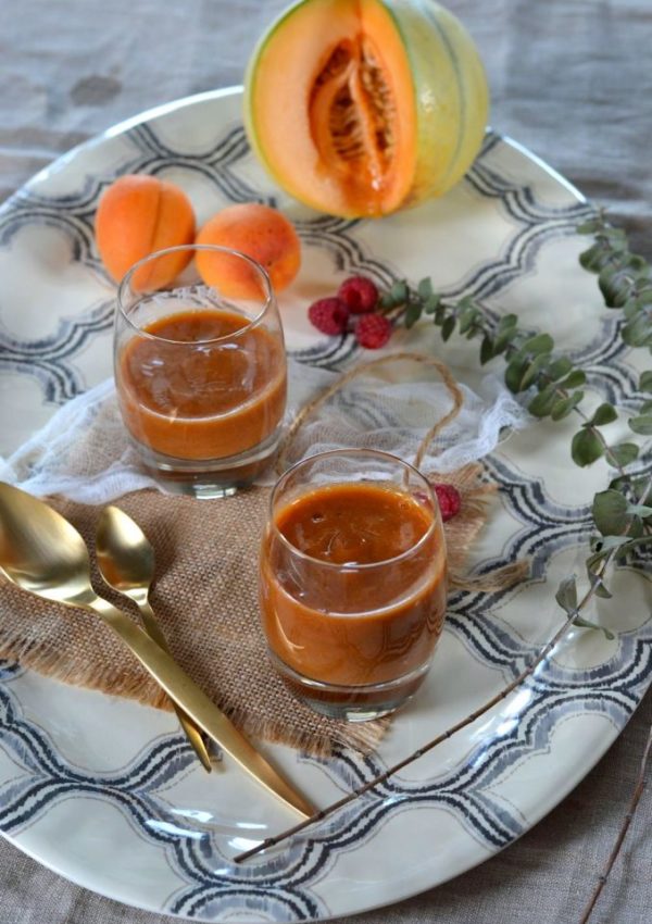 Smoothie melon, abricot et framboise