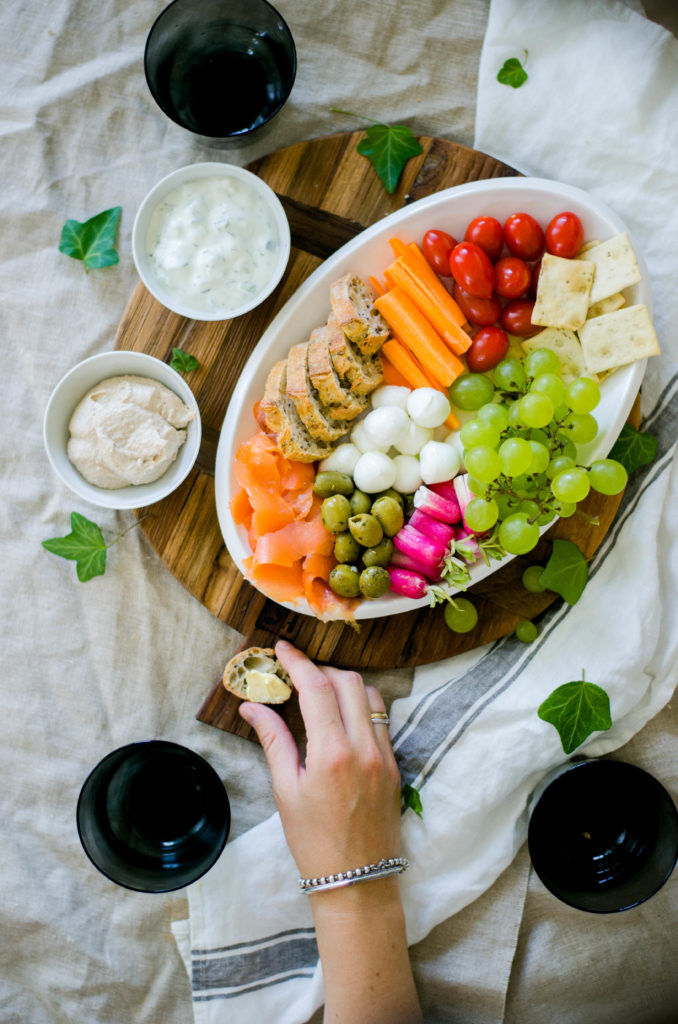 Healthy dinner aperitif platter