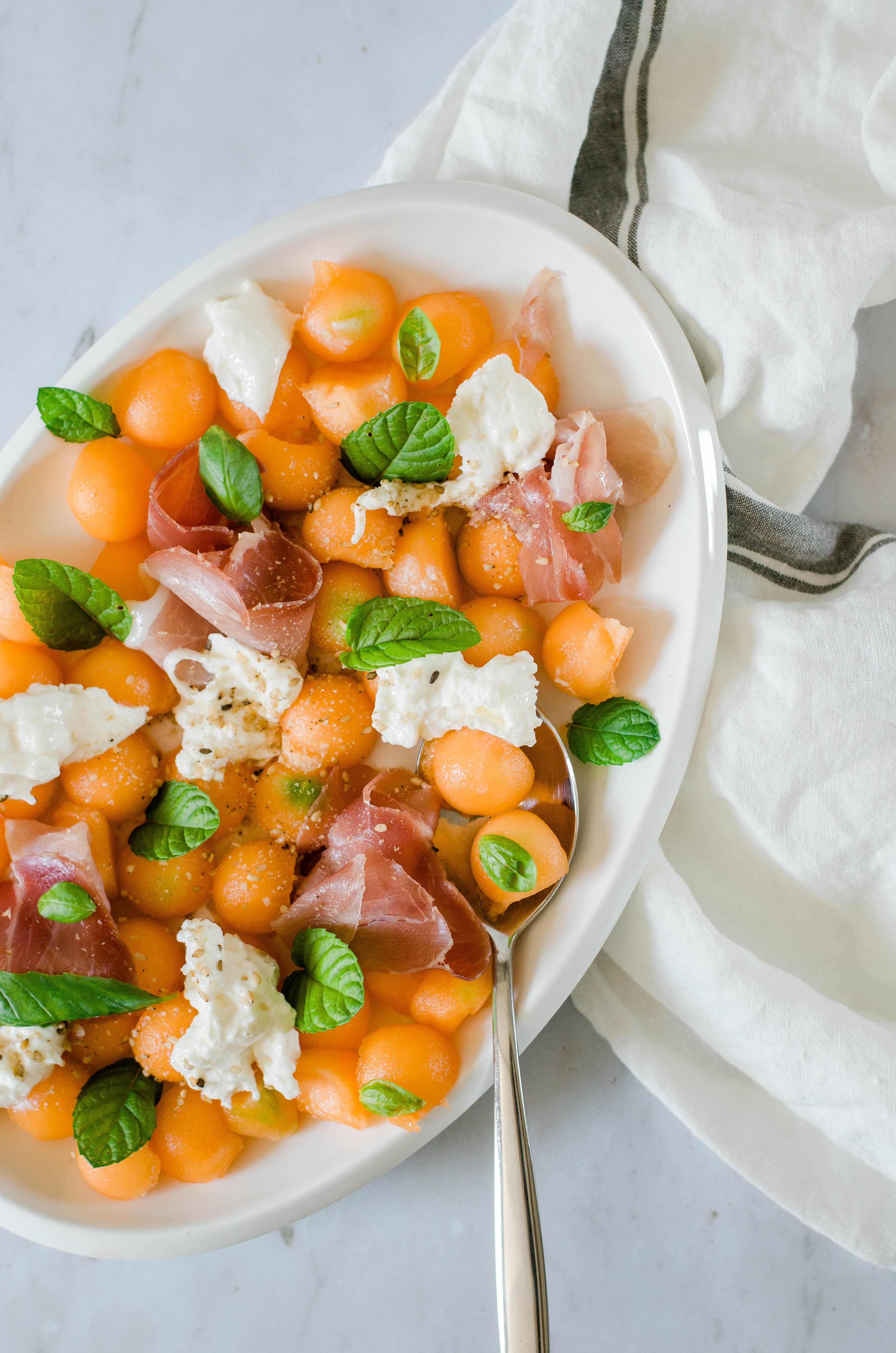 Melon mozzarella Parma Ham salad