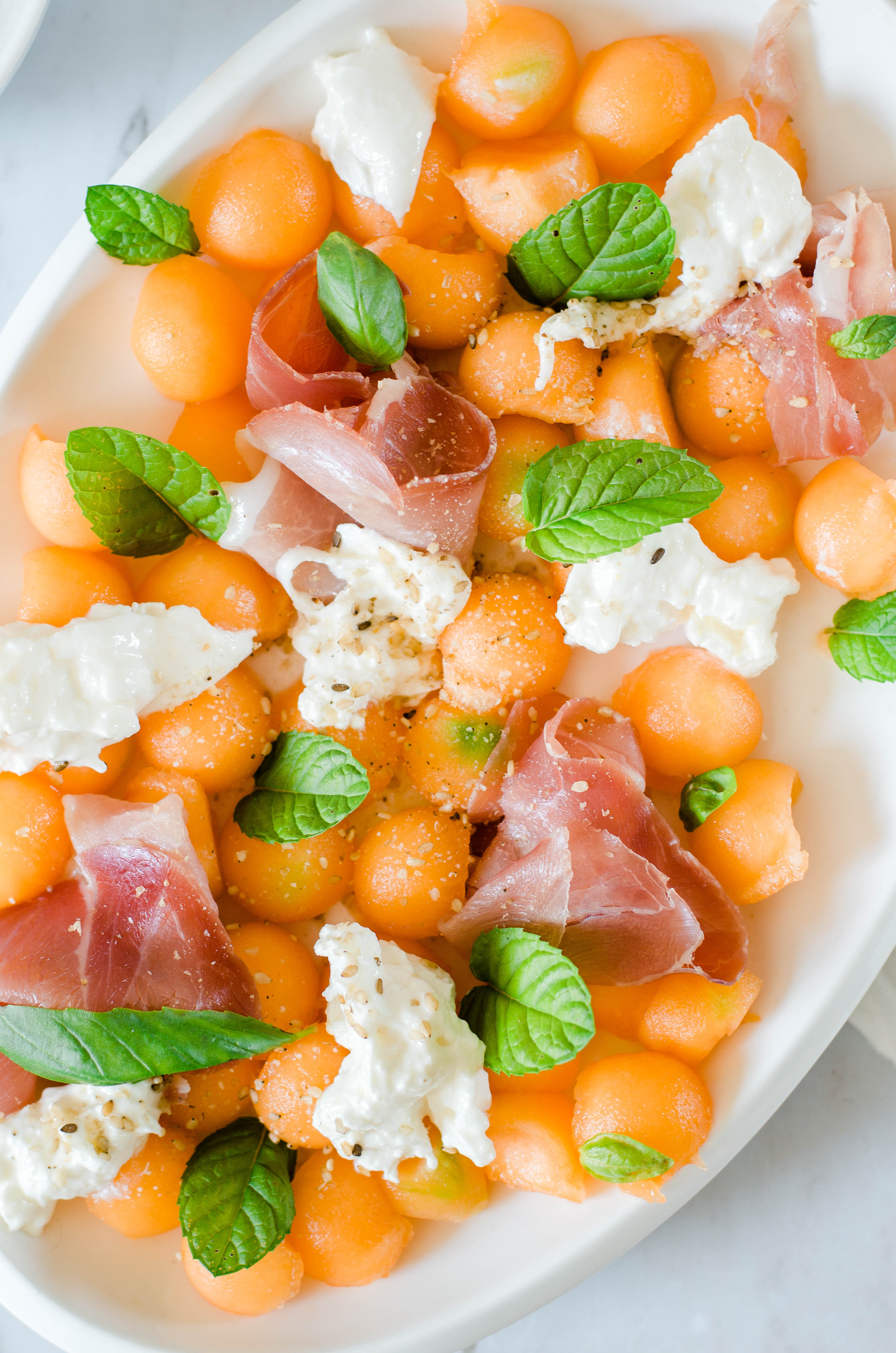 Melon Salad with Burrata and Parma Ham