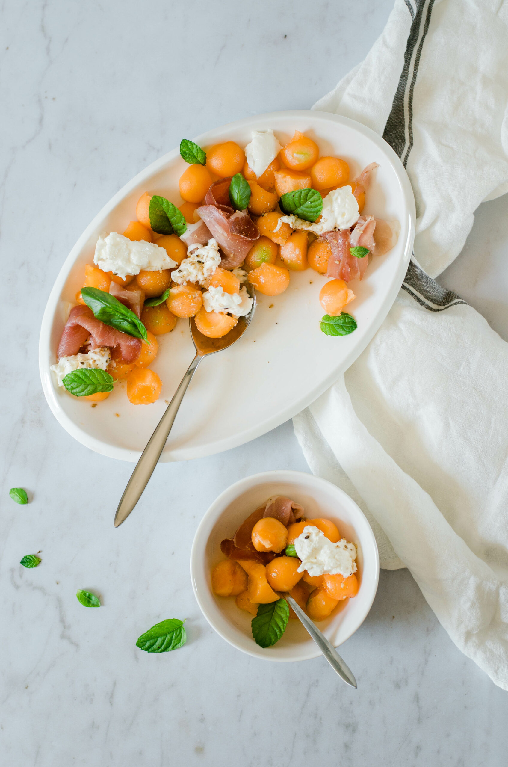 recette salade melon jambon burrata
