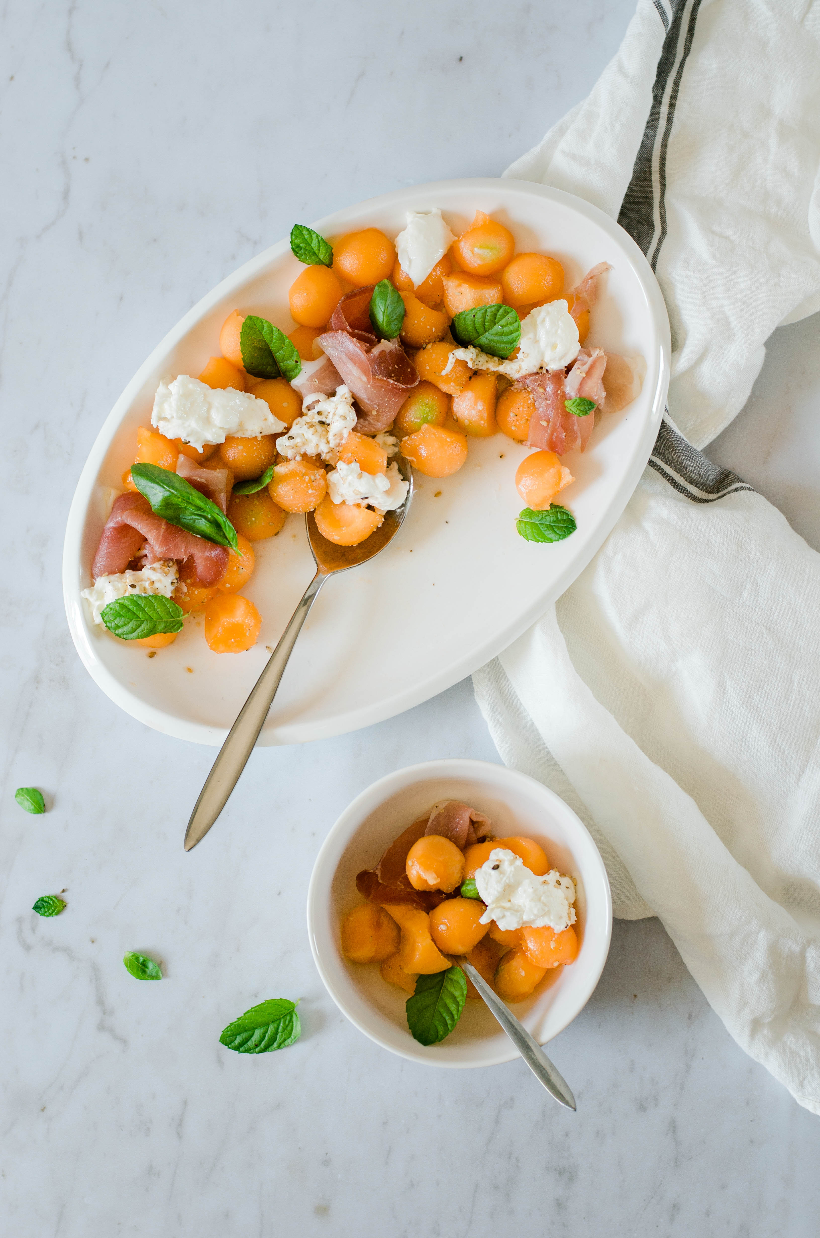 Melon Salad with Burrata and Parma Ham