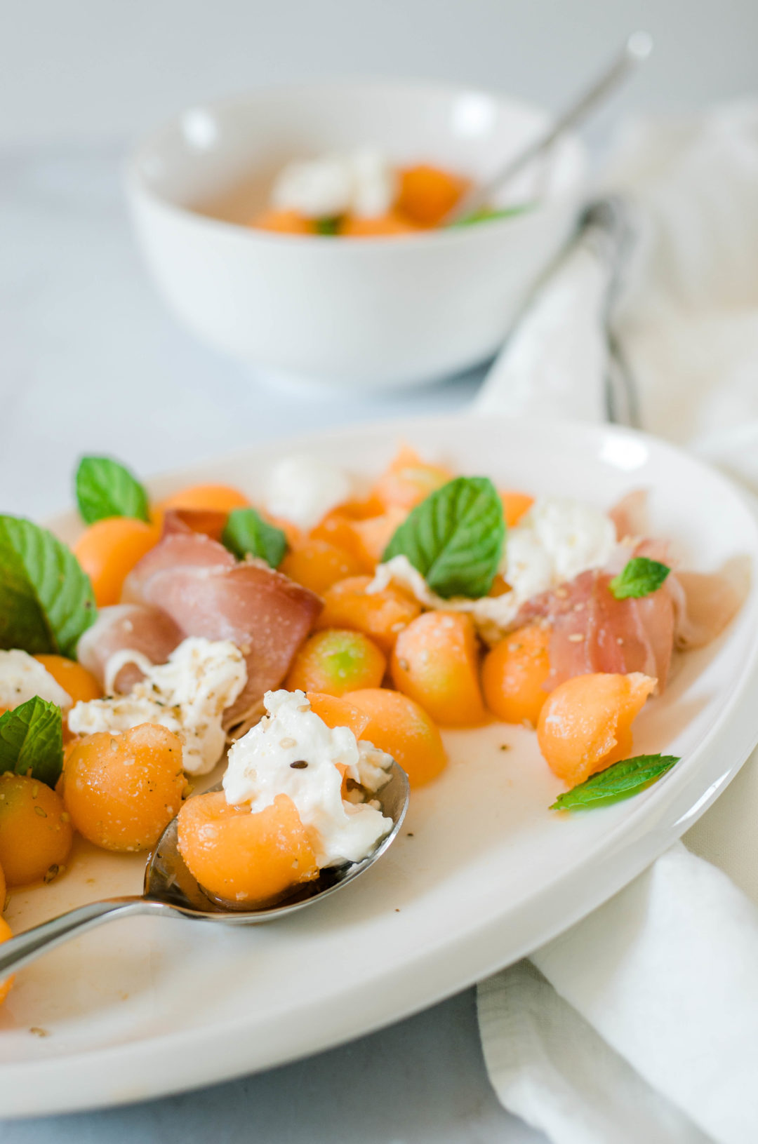 Salade de melon, mozzarella et jambon cru Recette
