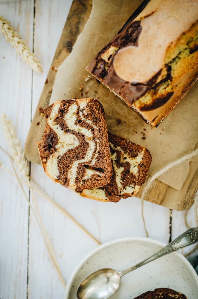 Chocolate peanut butter marble cake