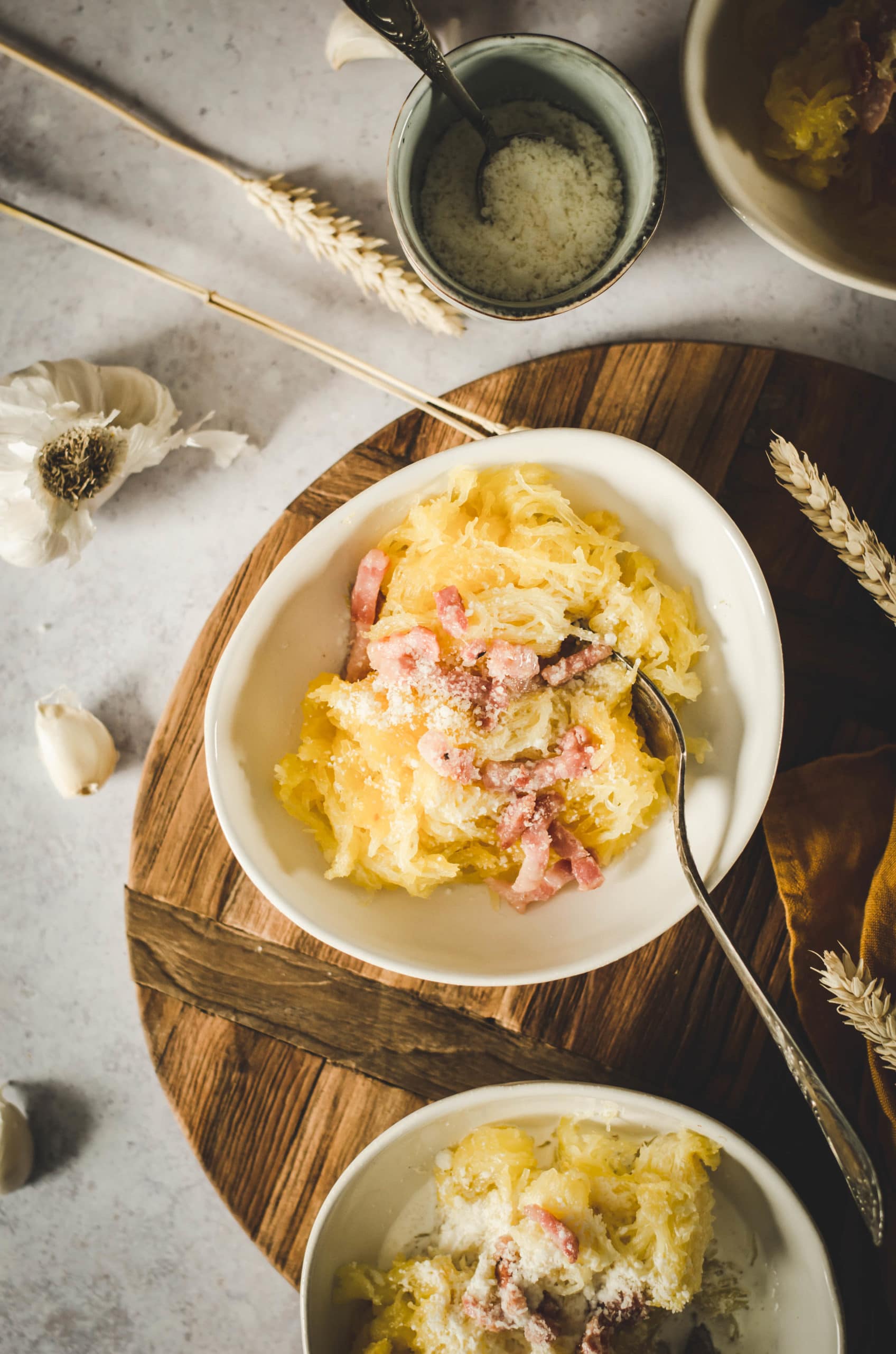 Courge spaghetti au four façon carbonara - Recette - Tangerine Zest