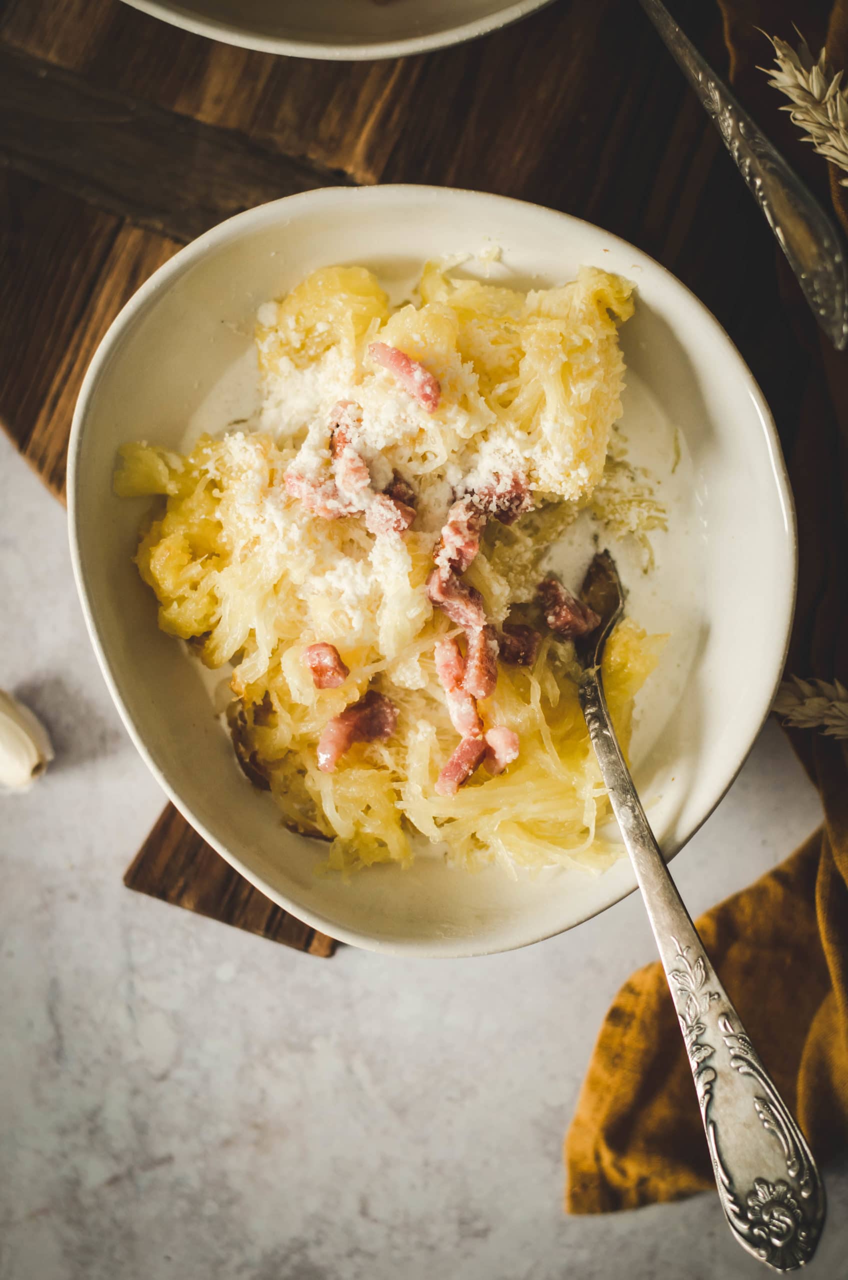 Courge spaghetti carbonara