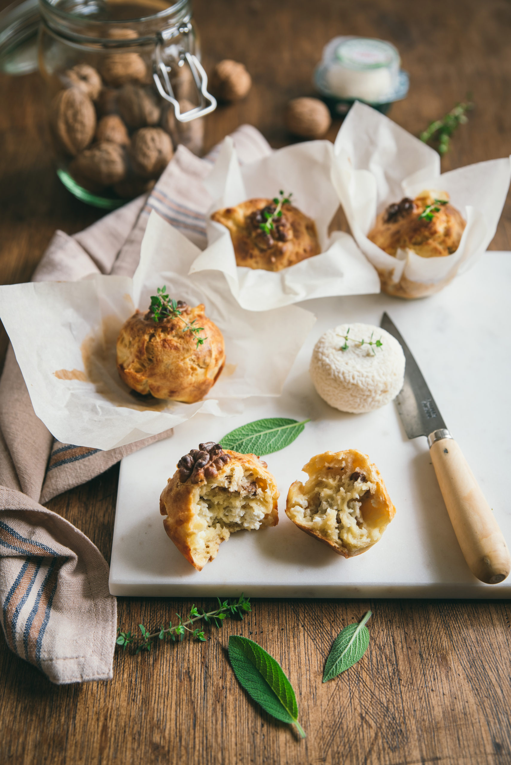 Muffins au fromage de chèvre et noix