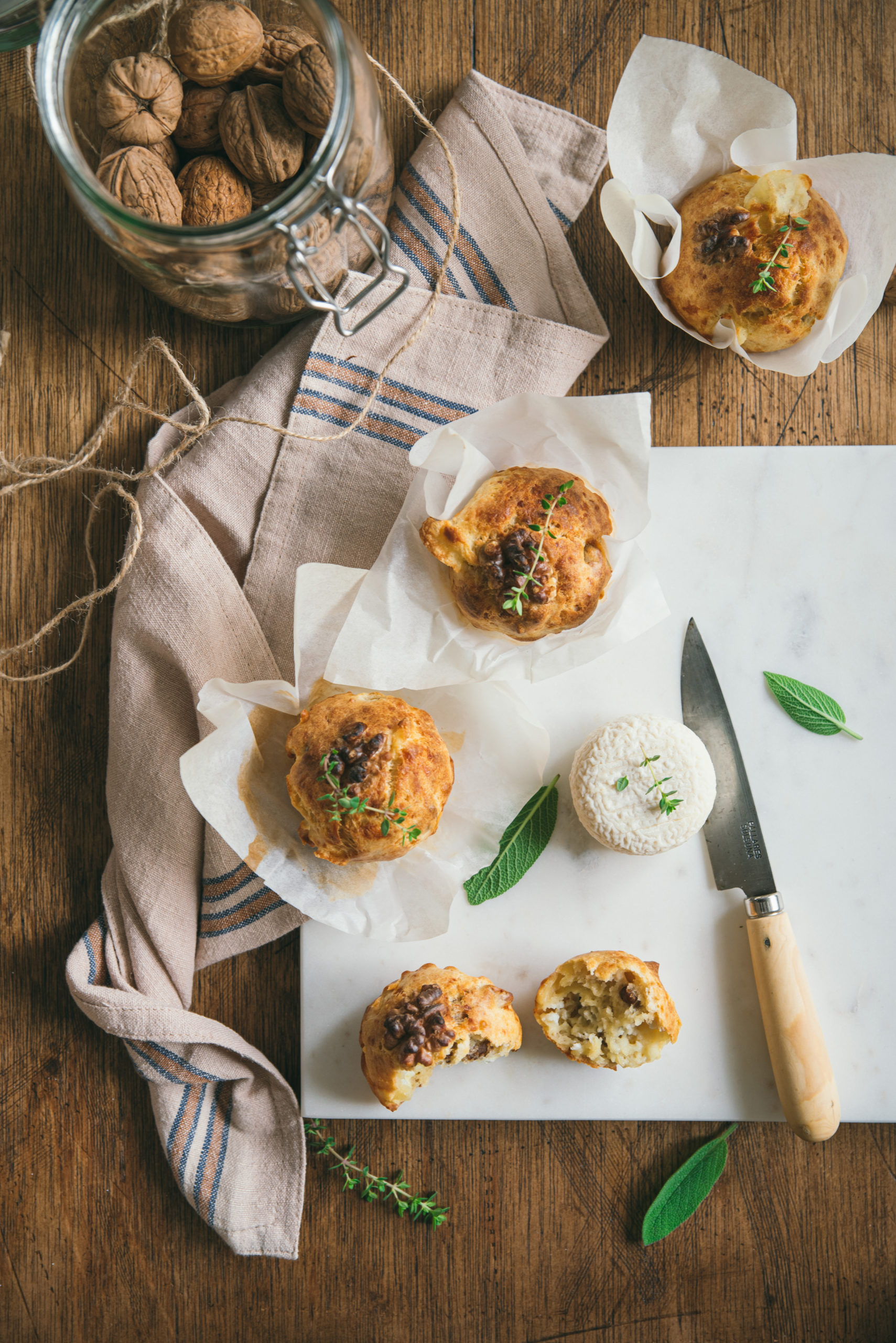 Muffins au fromage de chèvre et noix