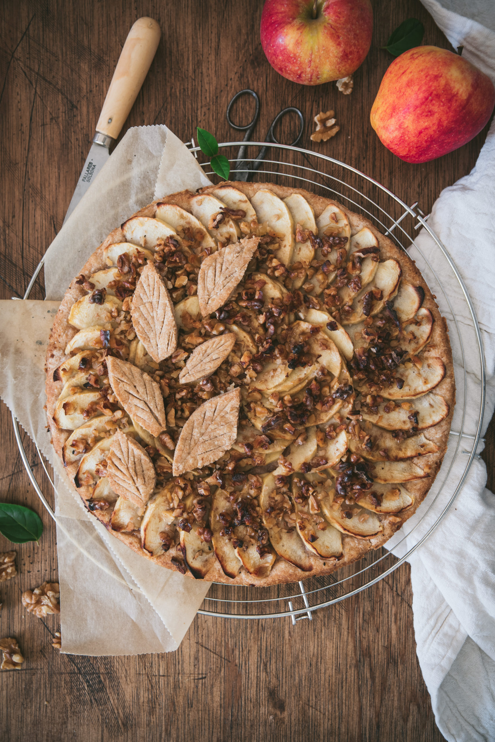 Apple and Walnut Tart with Caramel Sauce