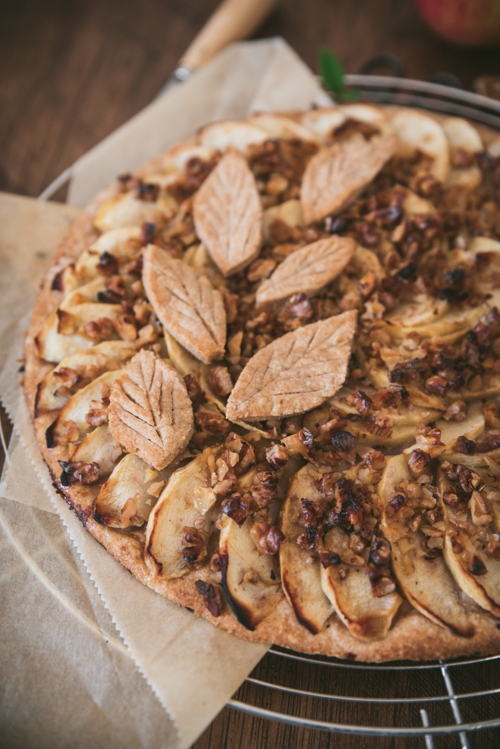 Apple and Walnut Tart with Caramel Sauce