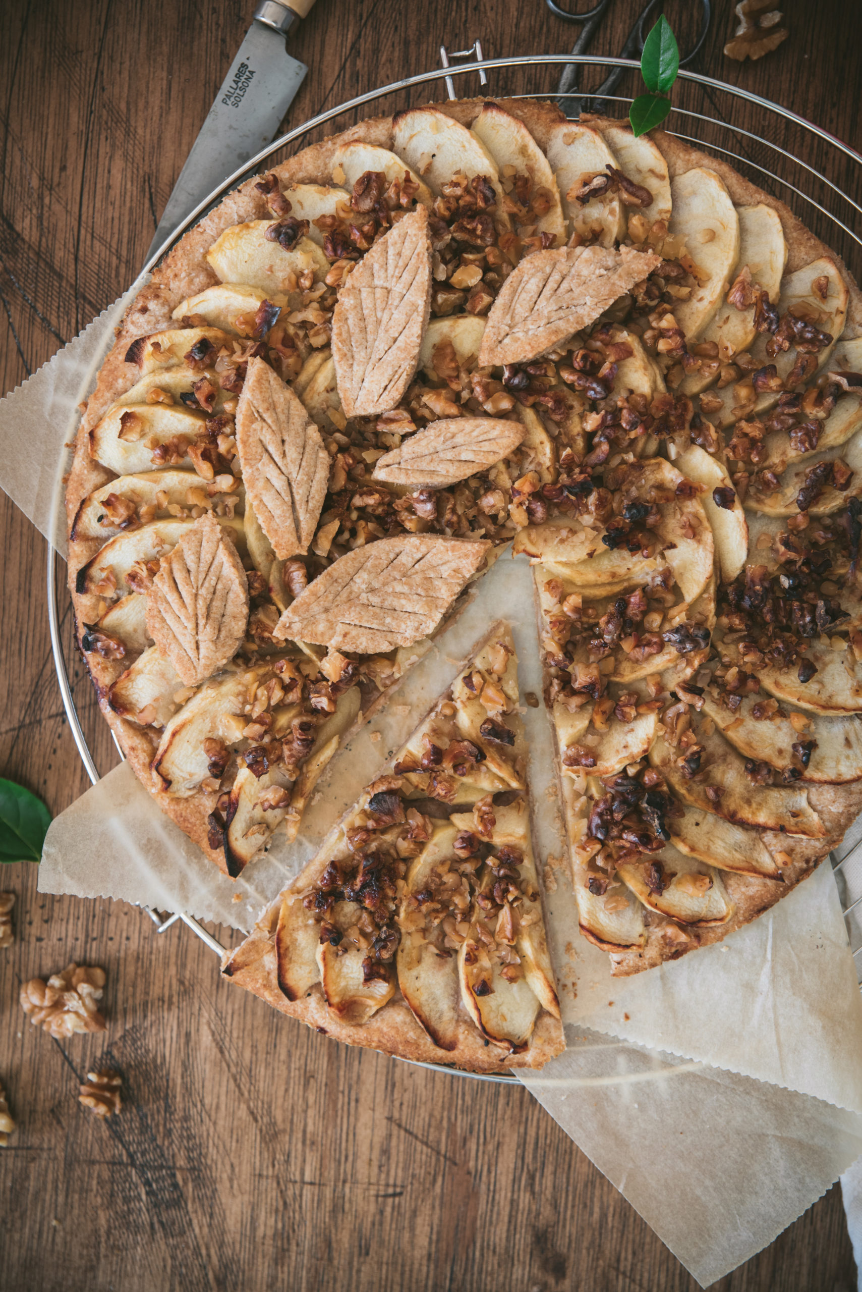 Apple and Walnut Tart with Caramel Sauce