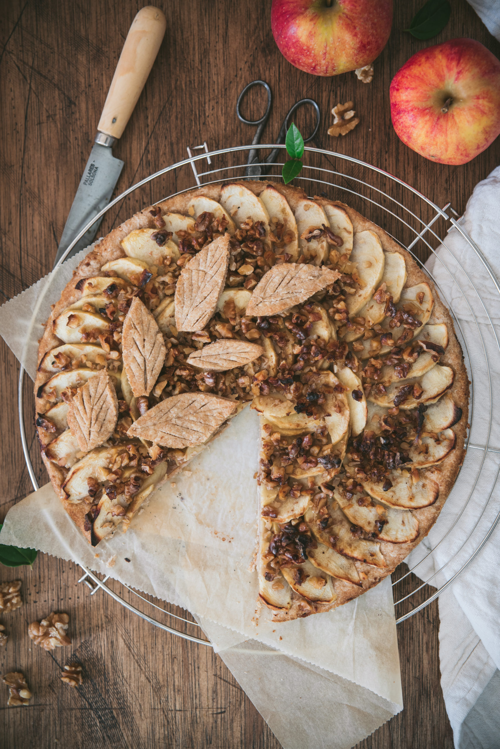 Tarte pomme noix caramel