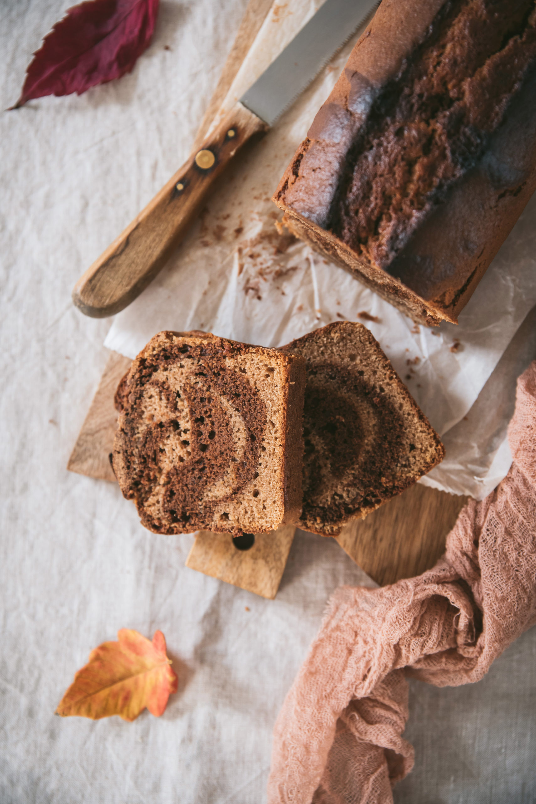 gateau marbré chataigne chocolat