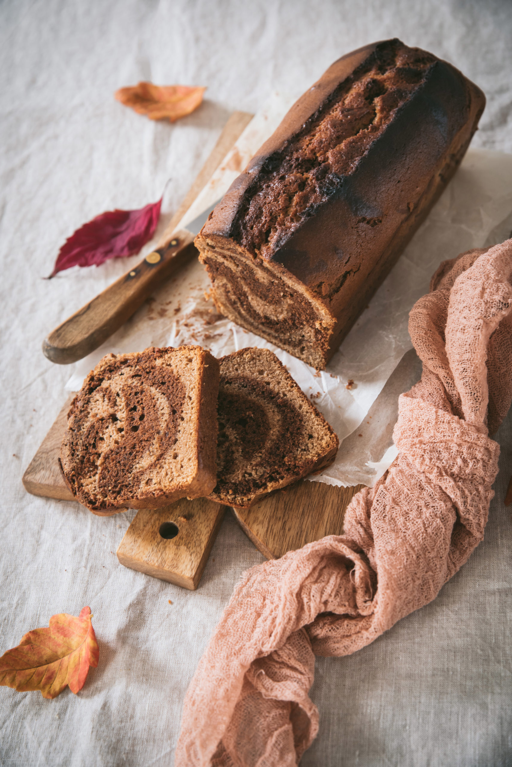 Cake marbré crème de marron et chocolat