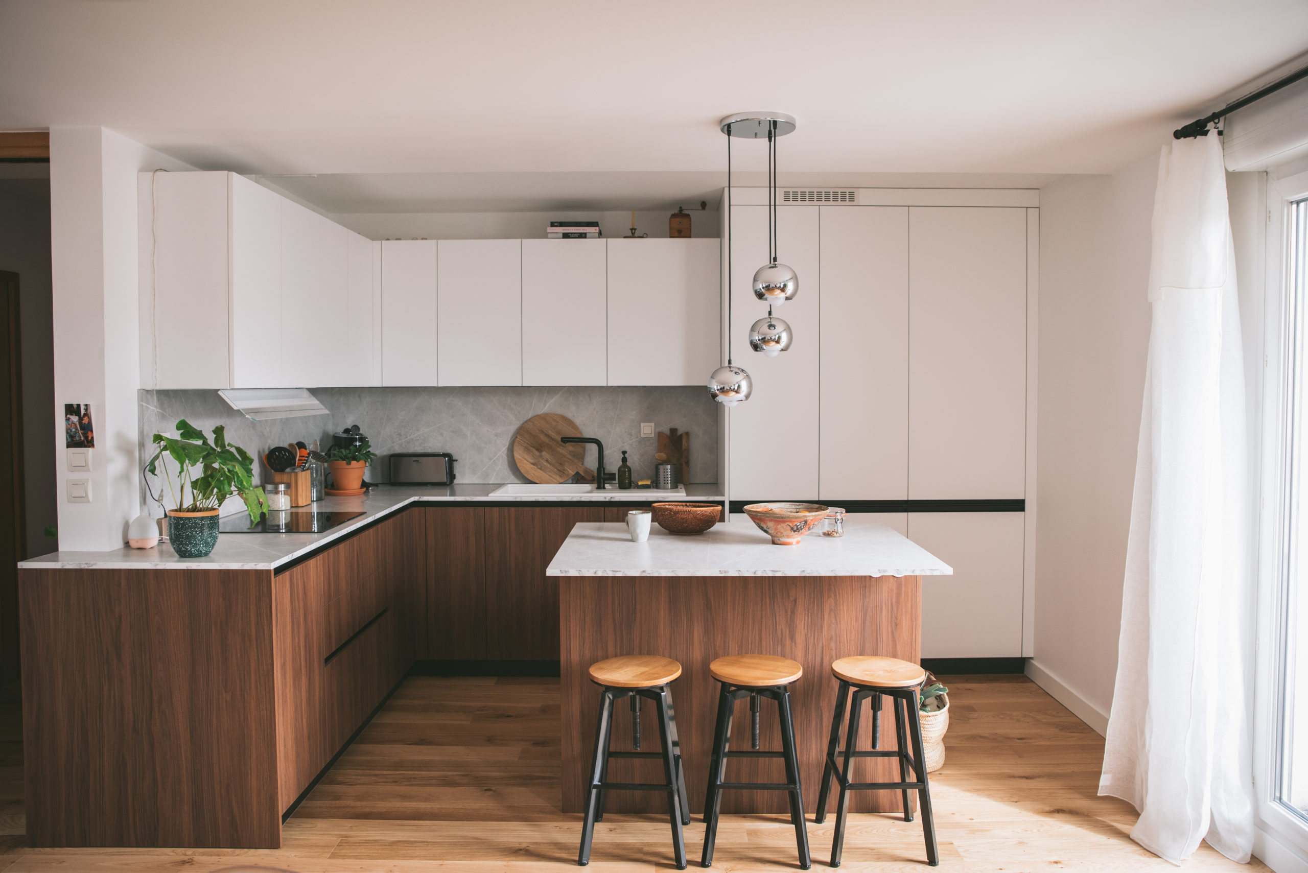 Kitchen Tour white and wood kitchen