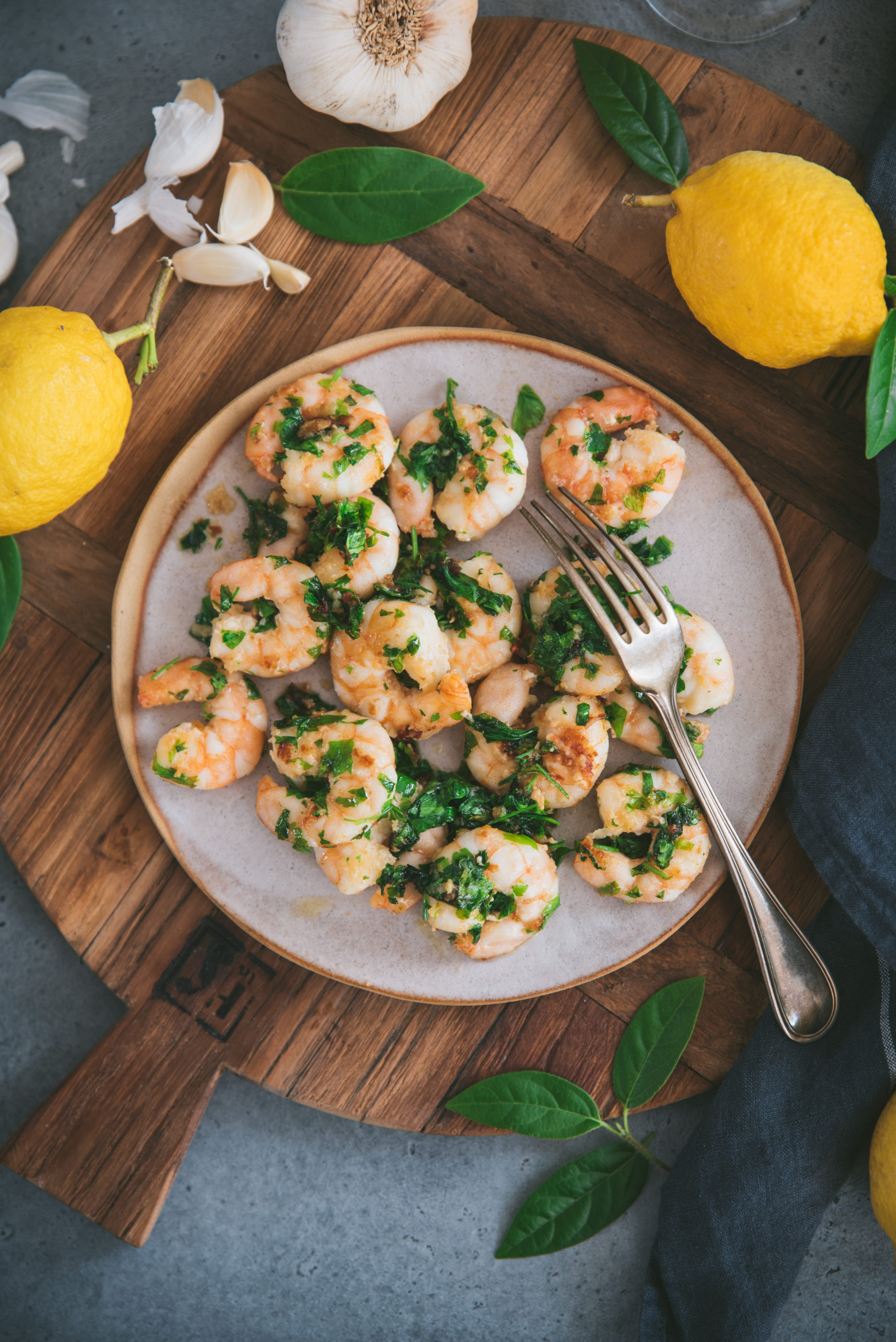 Crevettes sautées ail et persil