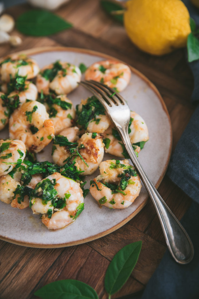 Crevettes sautées ail et persil