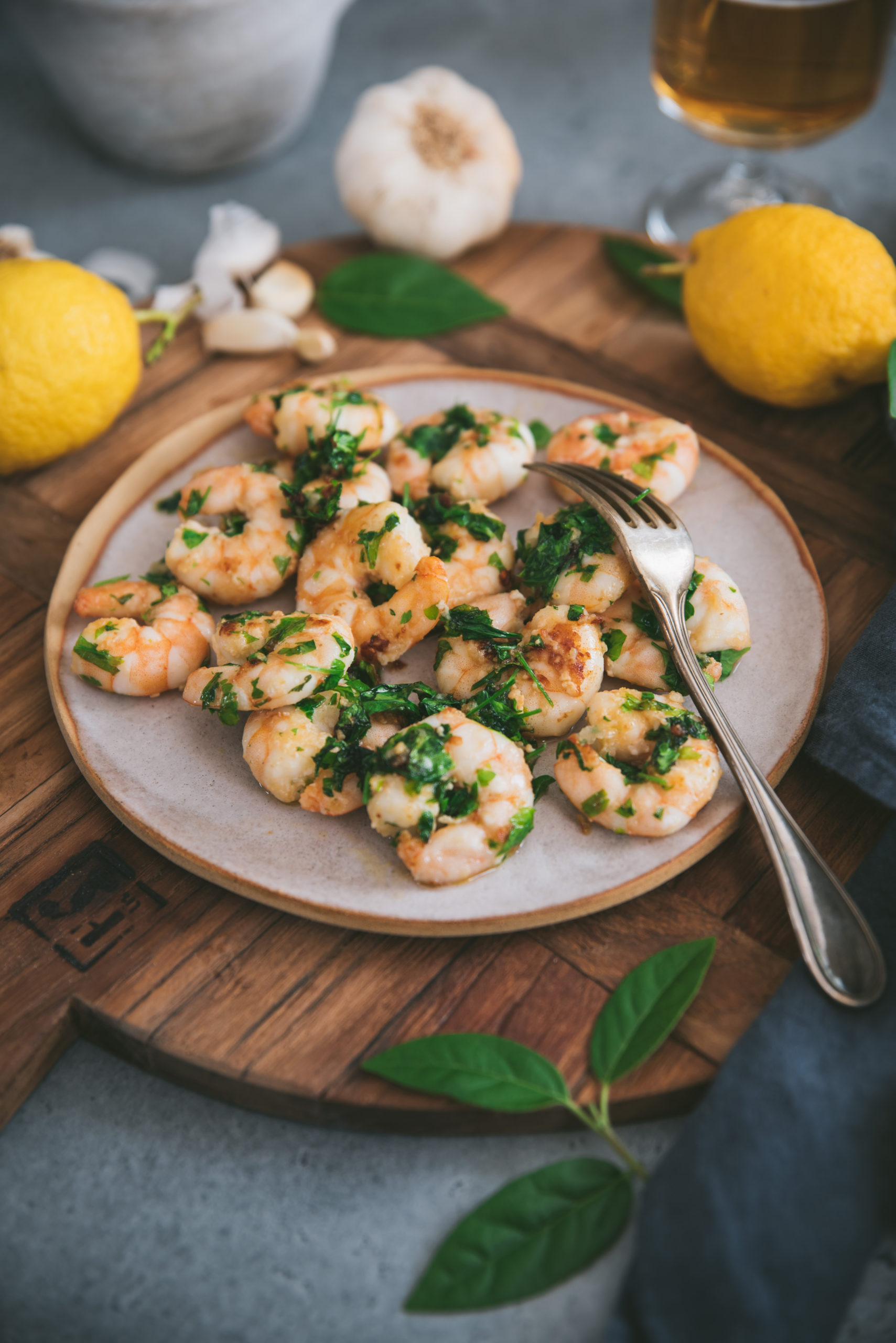 Crevettes sautées ail et persil