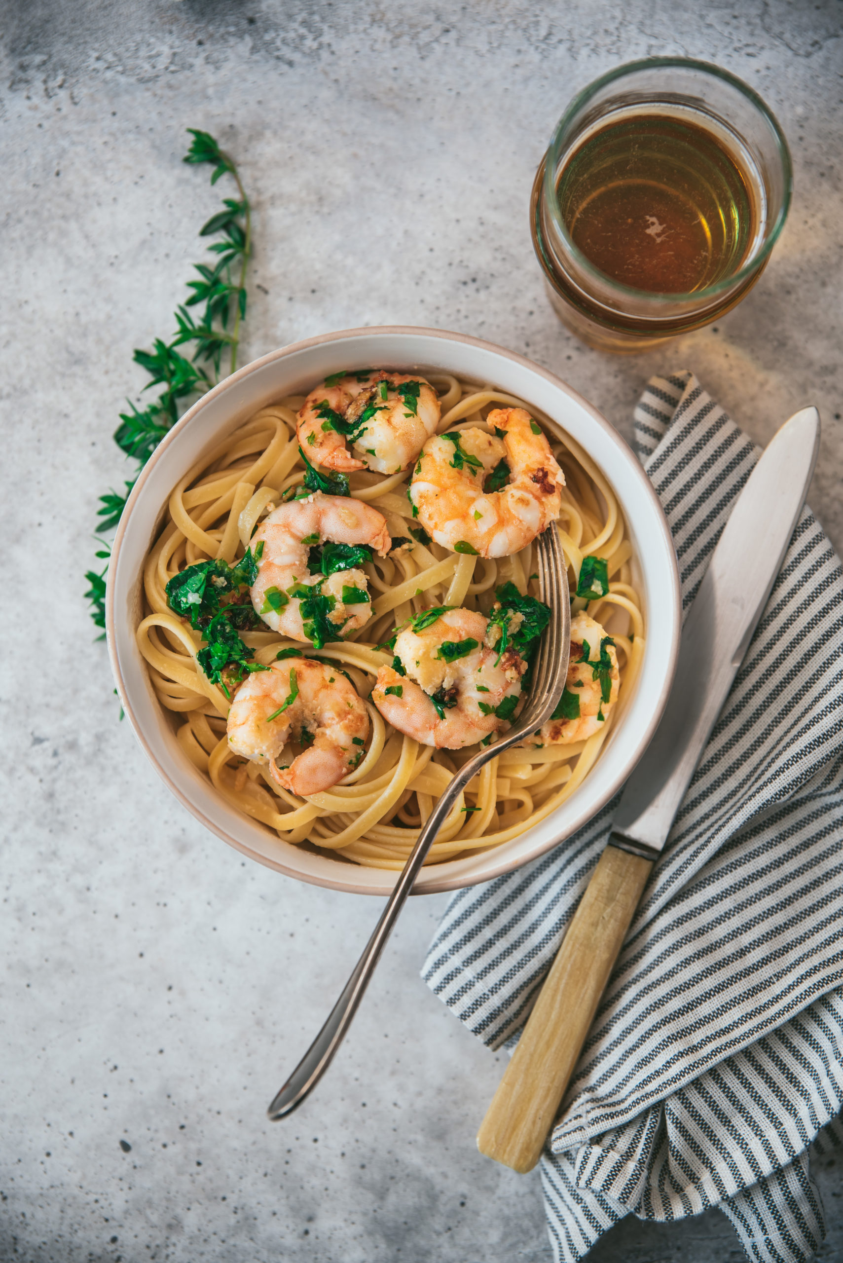 Shrimp and Garlic Pasta with Parsley - Recipe