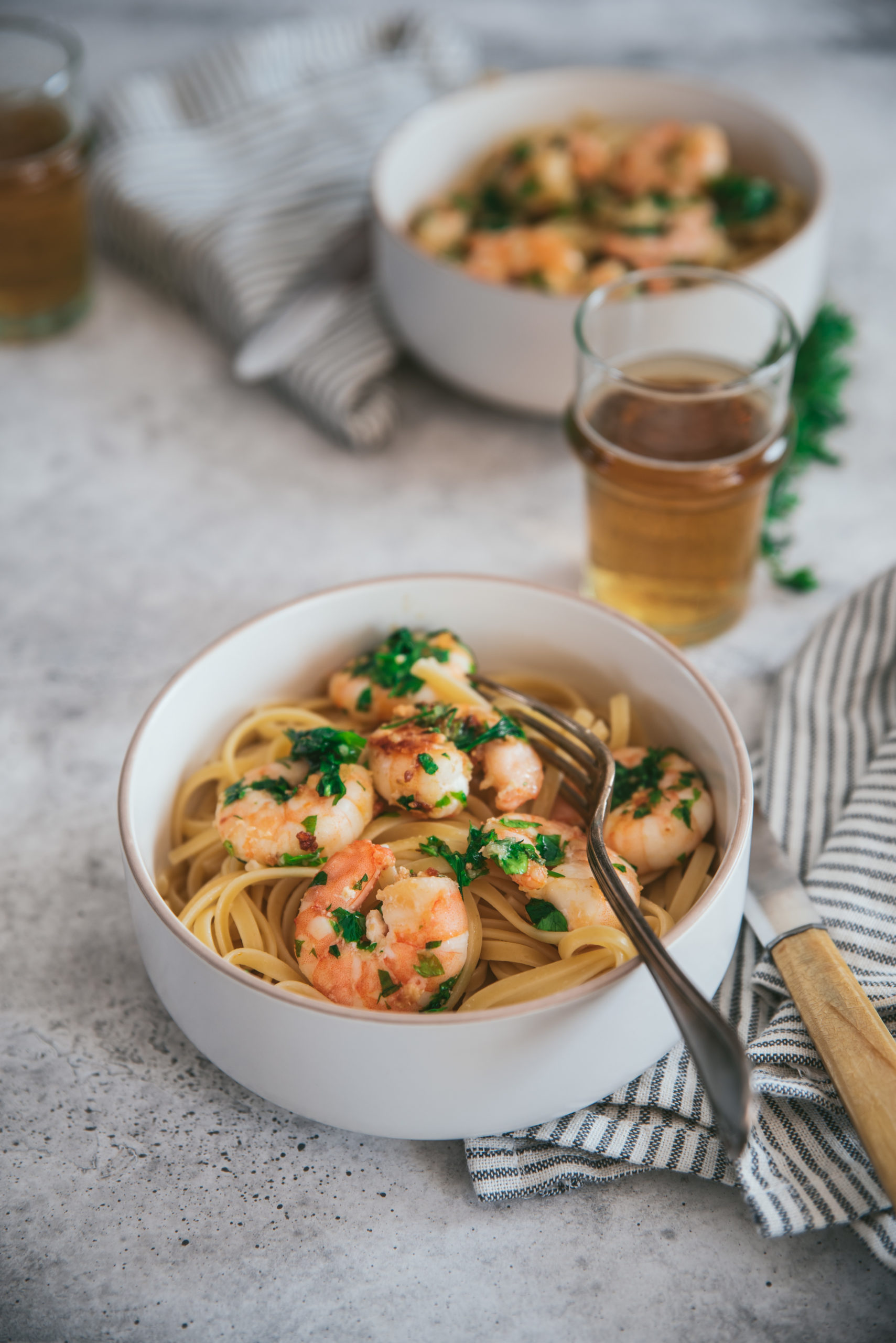 Linguine ail crevette