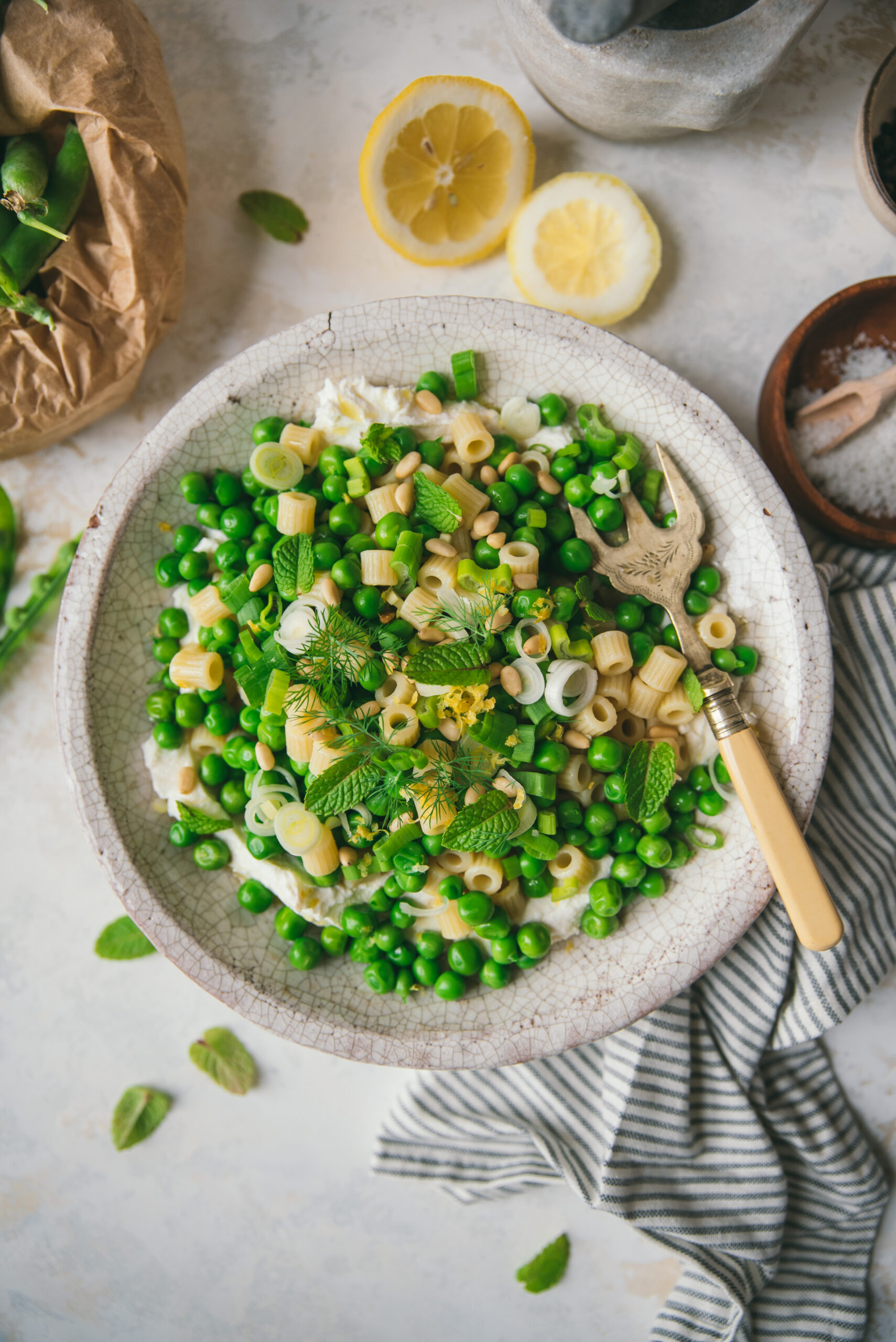 Pâtes à la ricotta & aux petits pois - Trois fois par jour