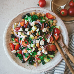 salade pois chiche tomate concombre feta olive