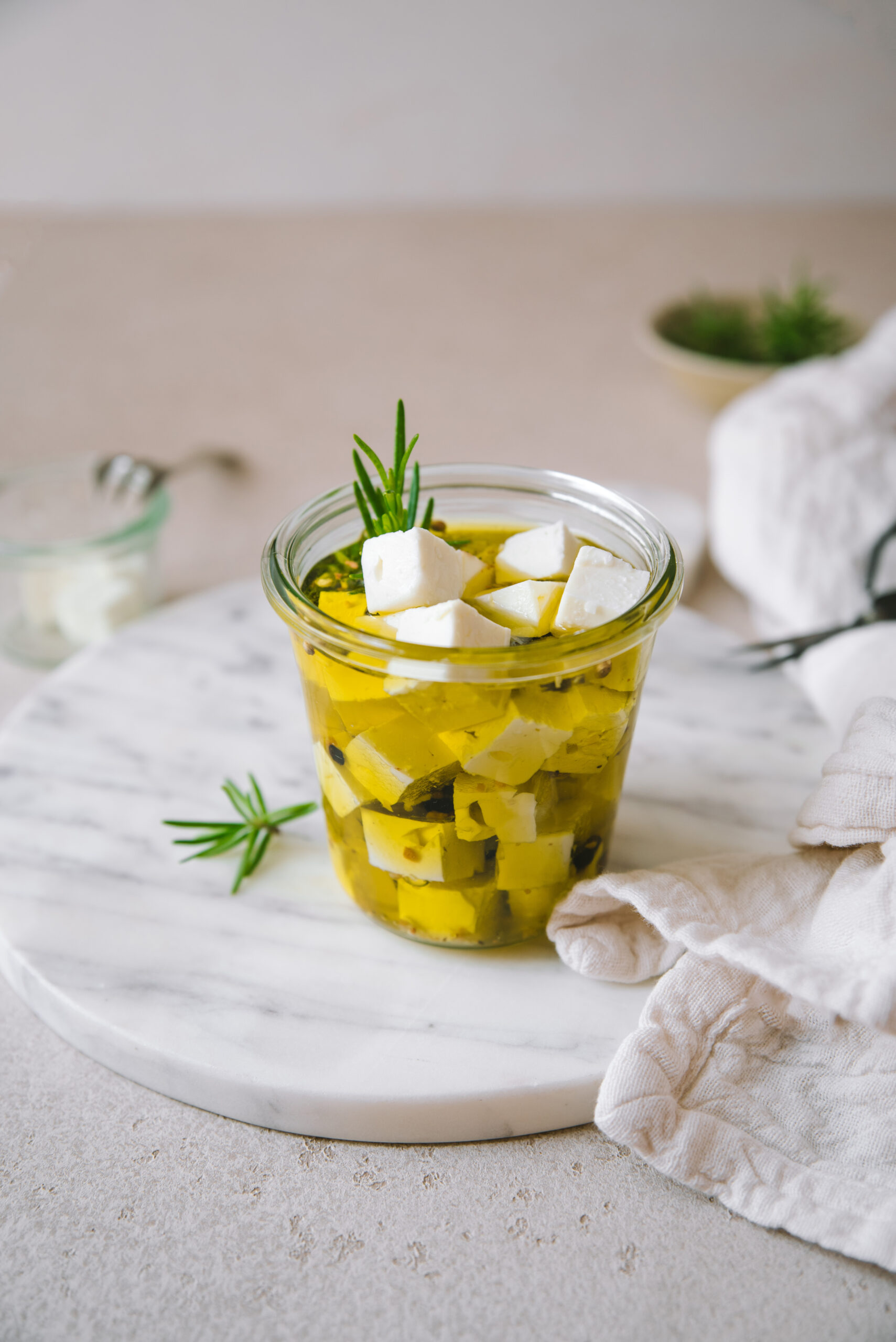 Marinated Feta Cheese in Olive Oil