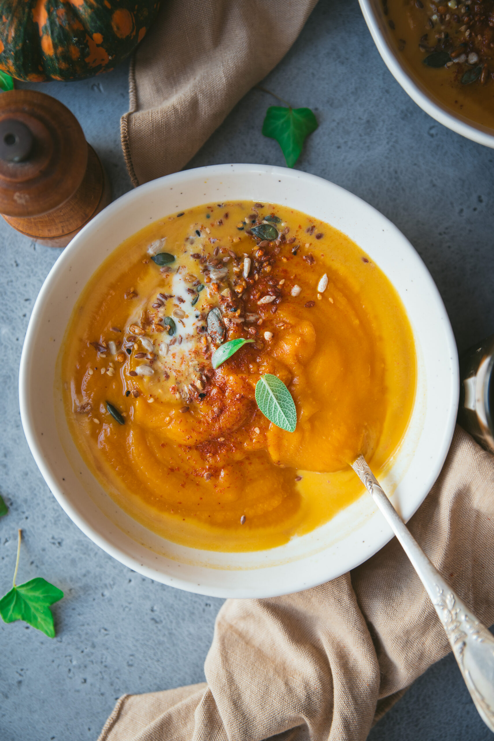 Butternut and red lentil soup with coconut milk Healthy recipe