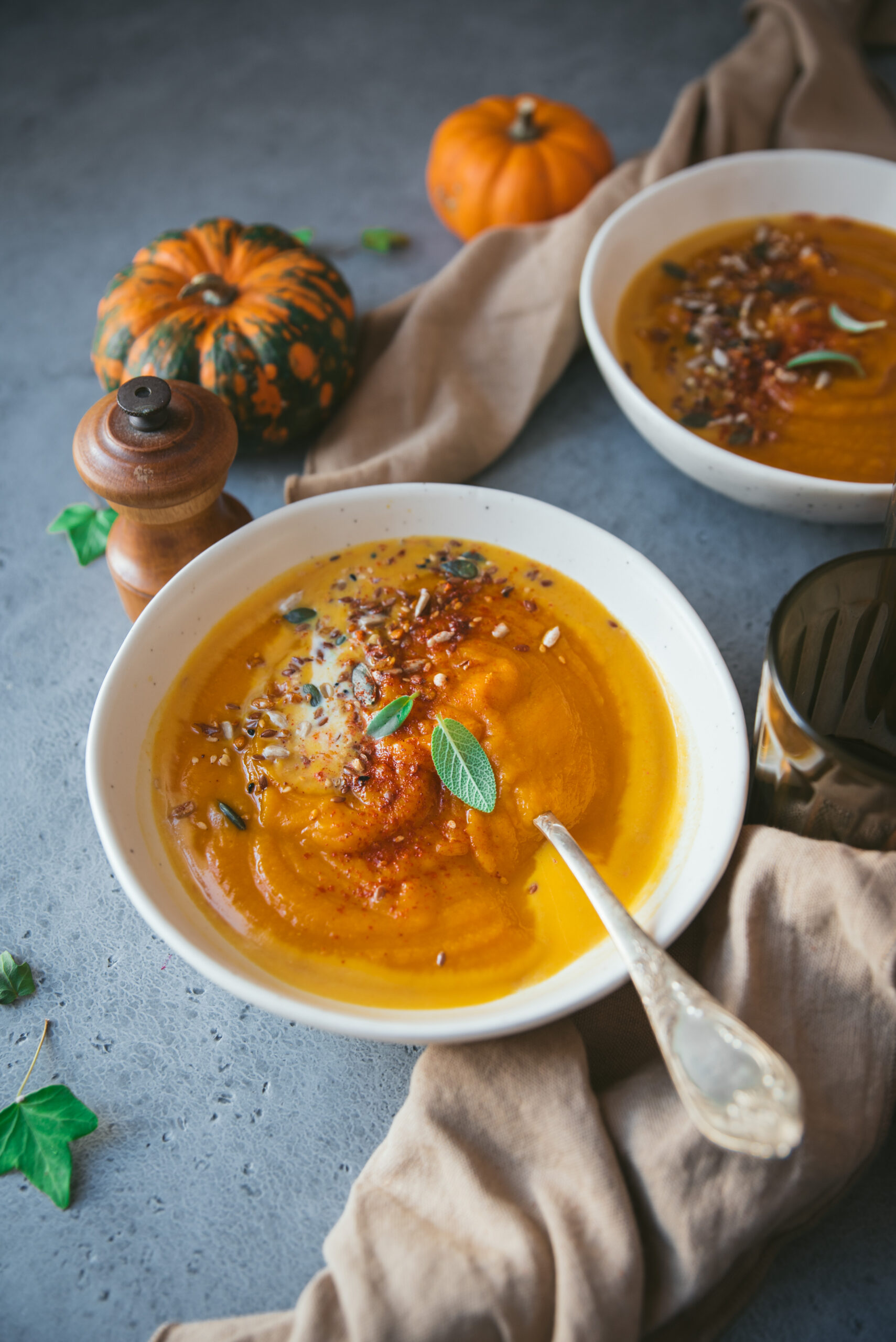 Butternut and red lentil soup with coconut milk Healthy recipe