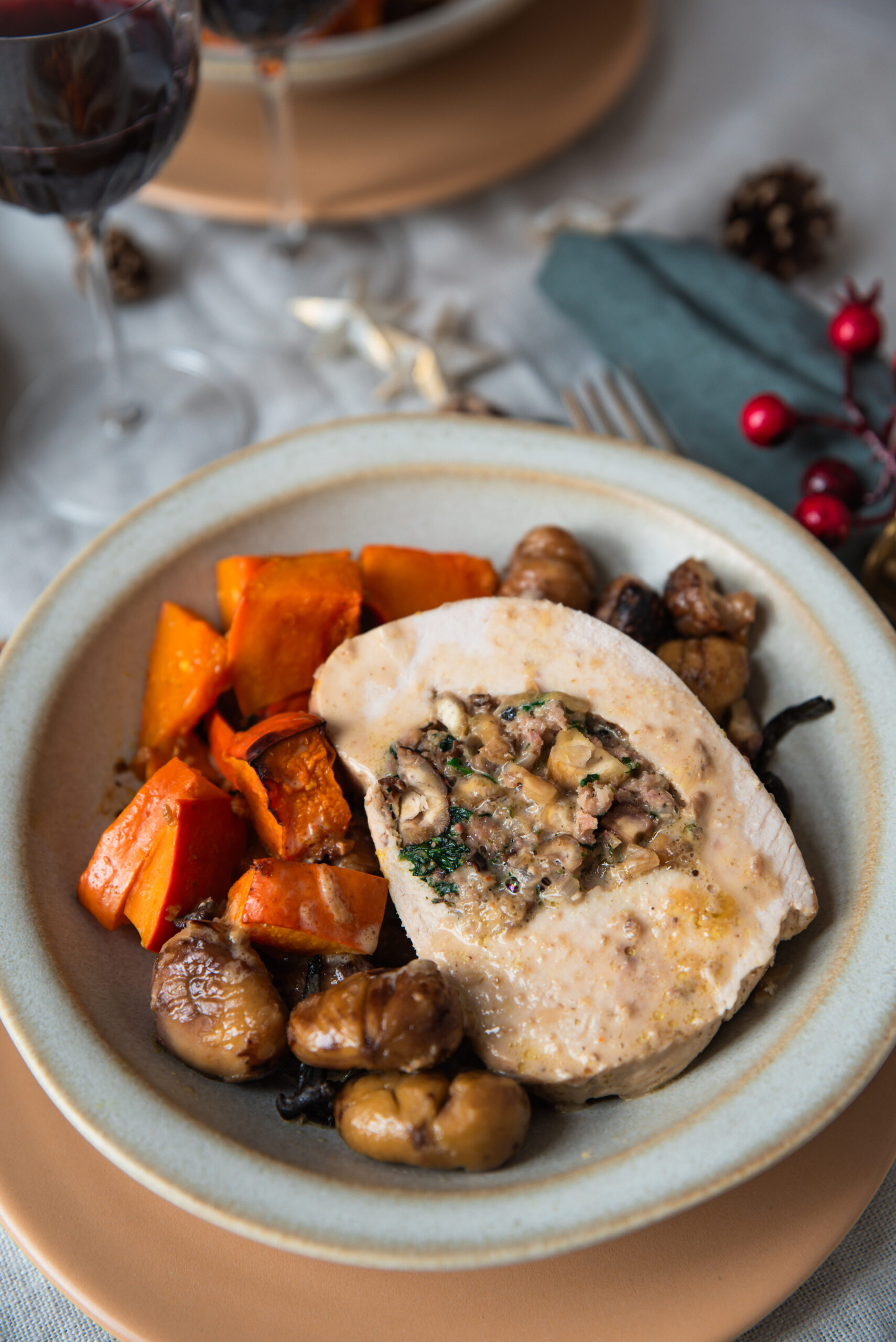 Oven-Roasted Turkey Stuffed with Chestnuts