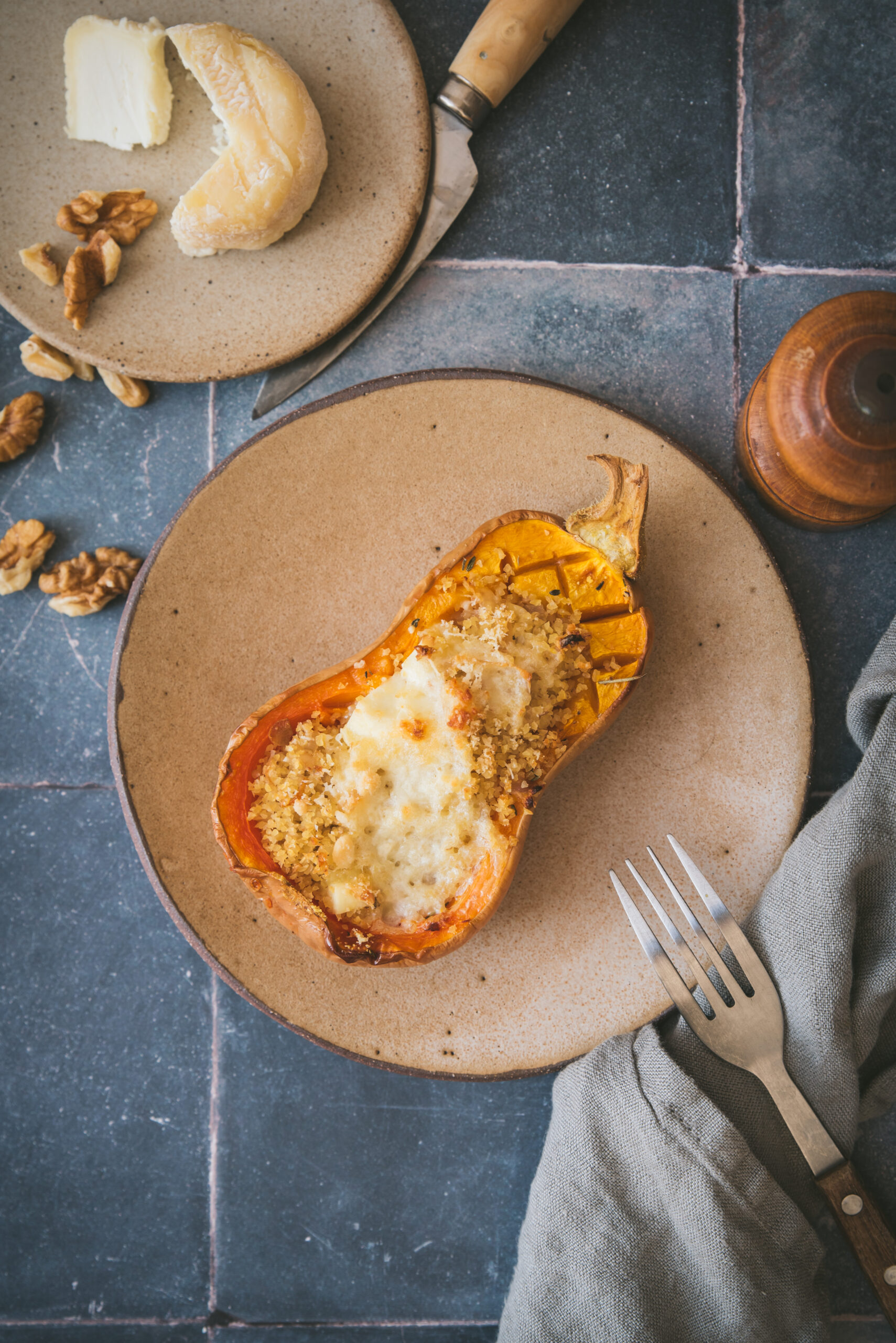 recette Butternut farcie au fromage de chèvre et boulgour