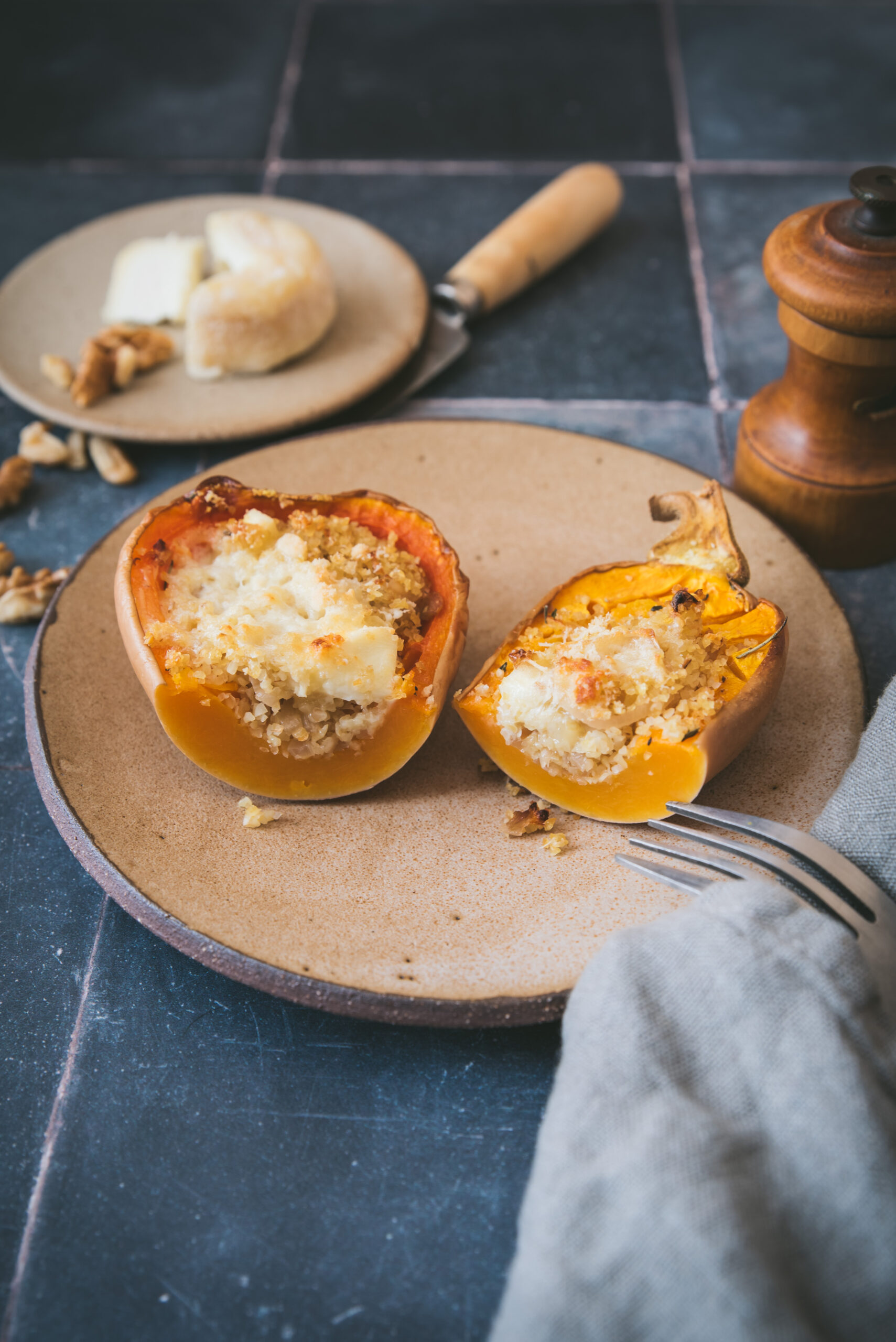 recette Butternut farcie au fromage de chèvre et boulgour