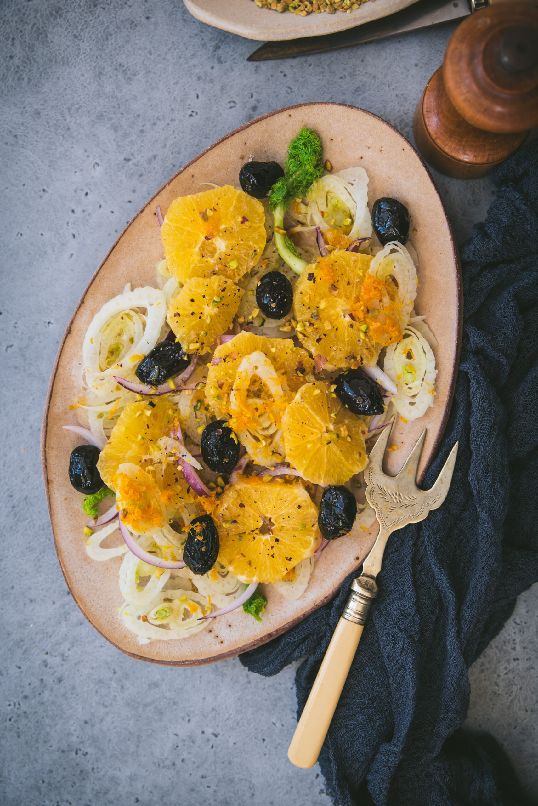 recette Salade d'orange au fenouil, olive et oignon