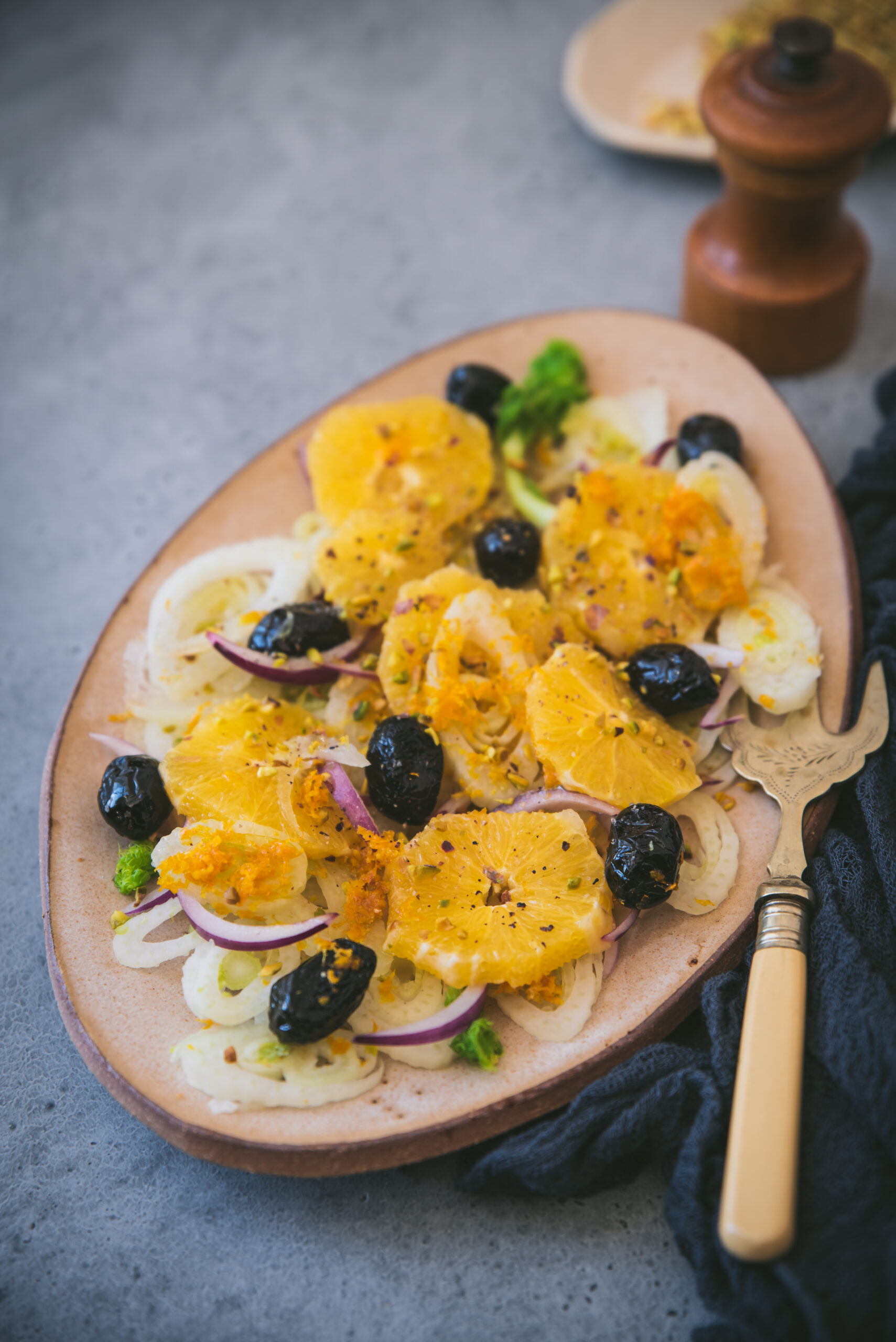 recette Salade d'orange au fenouil, olive et oignon