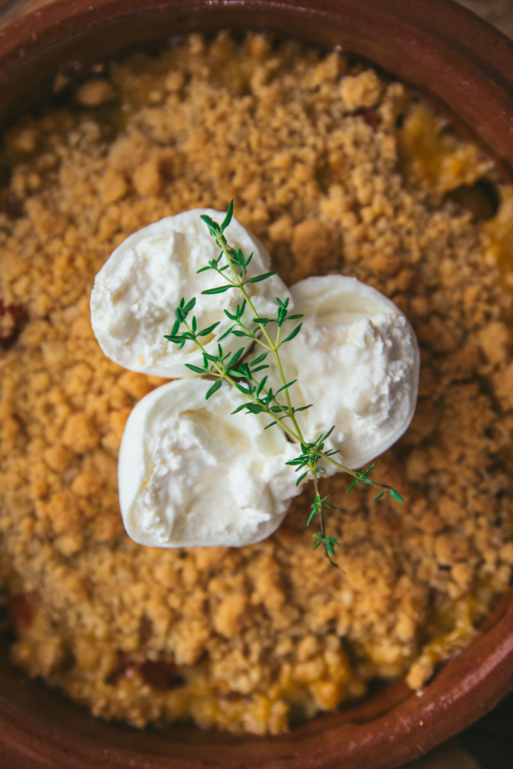 Cherry tomato crumble with parmesan and burrata recipe