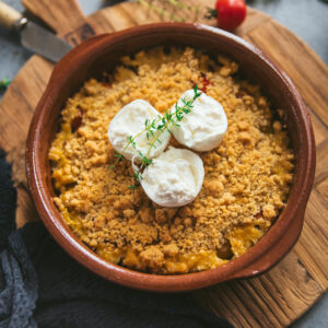 recette crumble tomate cerise burrata