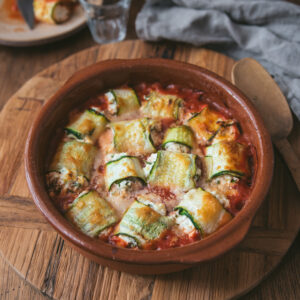 recette Involtini courgette ricotta pecorino sauce tomate