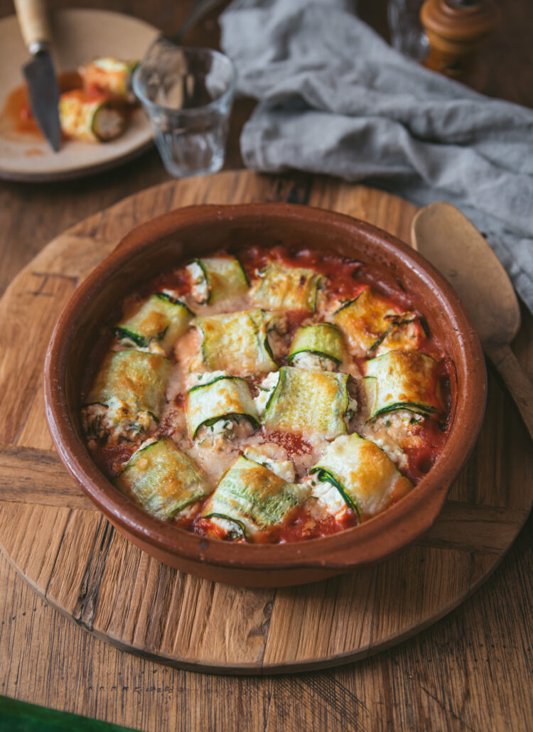 recette Involtini courgette ricotta pecorino sauce tomate