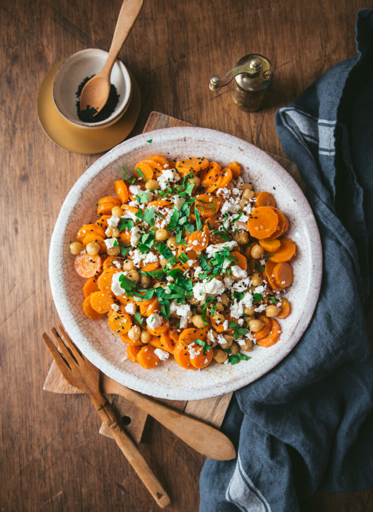 Salade carotte pois chiche feta